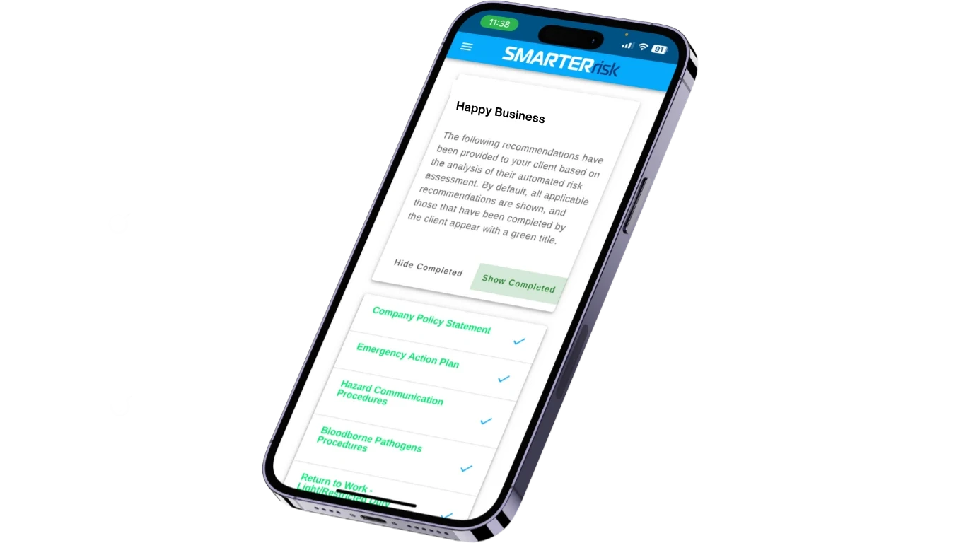 Smarter Risk app on phone